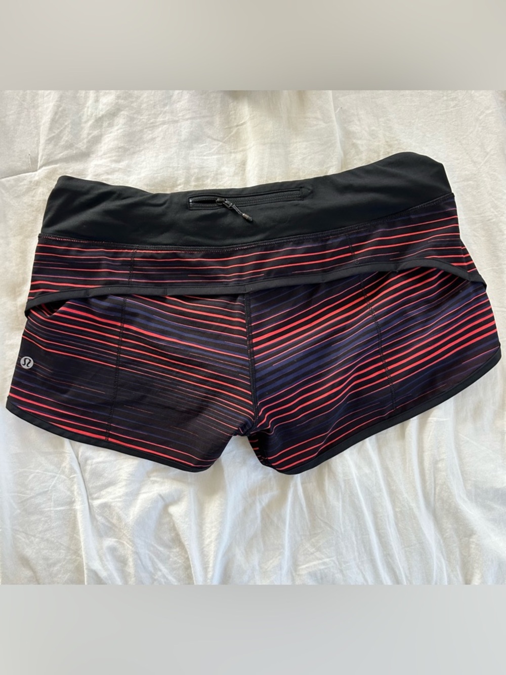 lululemon athletica Classic Speed Shorts Low Rise Black Multi Lined Zip Pocket - Picture 5 of 7